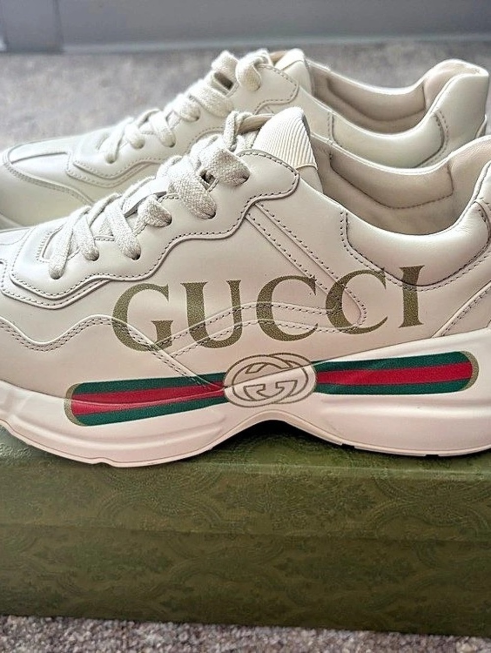 Gucci Rhyton Sneakers ivory White & Green EU 38